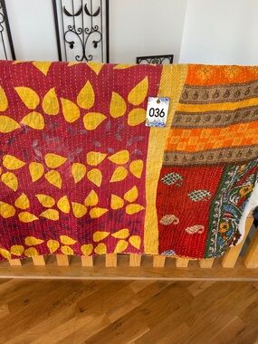 K36 Bright Happy Reversible Twin Kantha Quilt